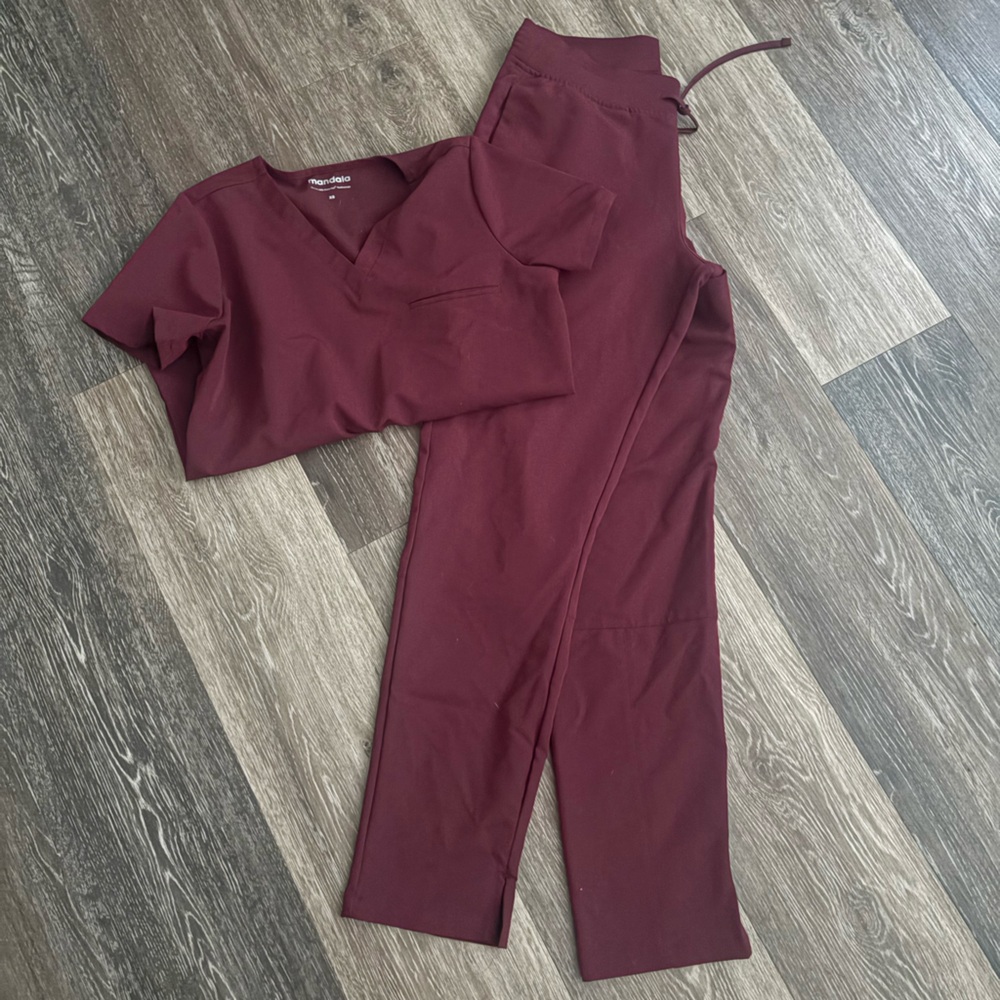 Burgundy Mandala Scrub Set
